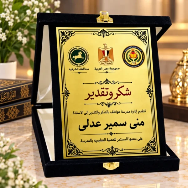 درع تكريم قطيفة فاخر